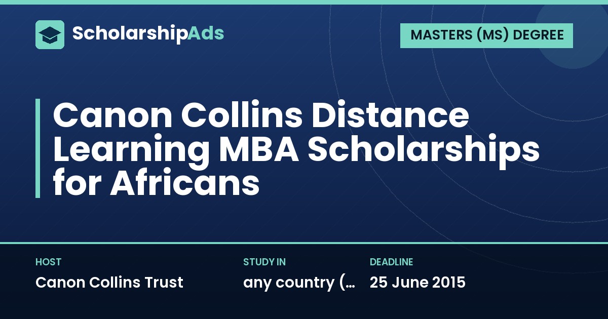 Canon Collins Distance Learning MBA Scholarships for Africans