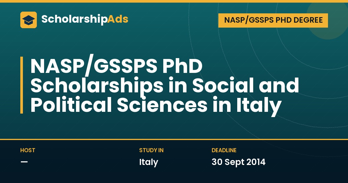 NASP/GSSPS PhD Scholarships in Social and Political Sciences, University of Milan, Italy