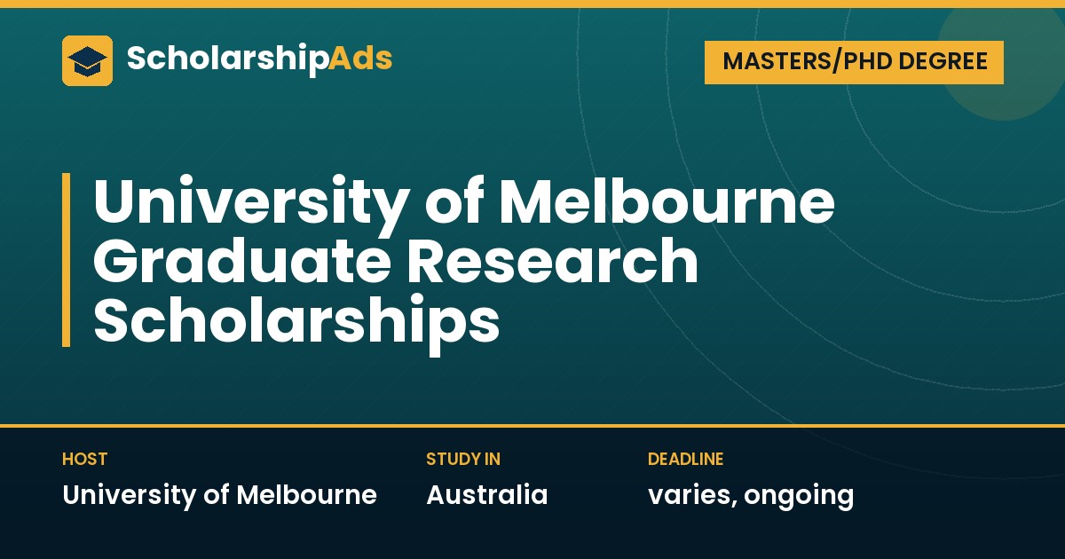 Graduate Research Scholarships at the University of Melbourne