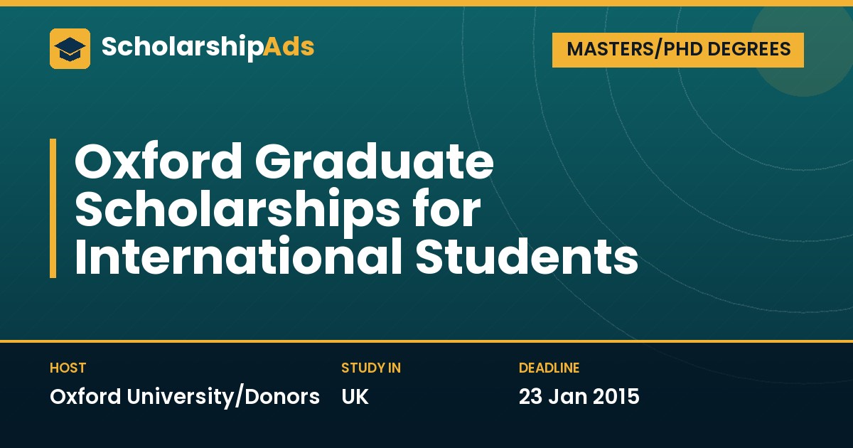 Oxford Graduate Scholarships for International Students at University of Oxford