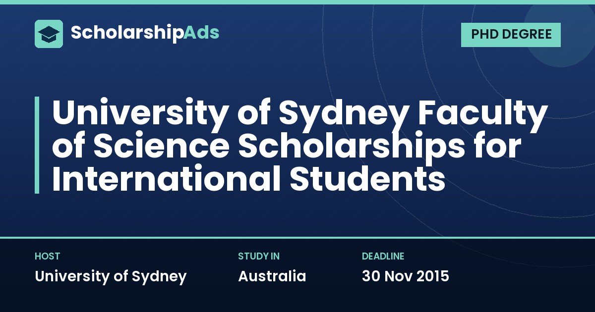 Dean's International Postgraduate Research Scholarship at University of Sydney Faculty of Science