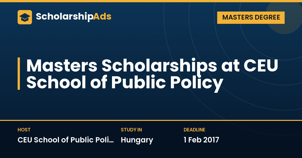 Masters Scholarships at CEU Department of Public Policy, Vienna