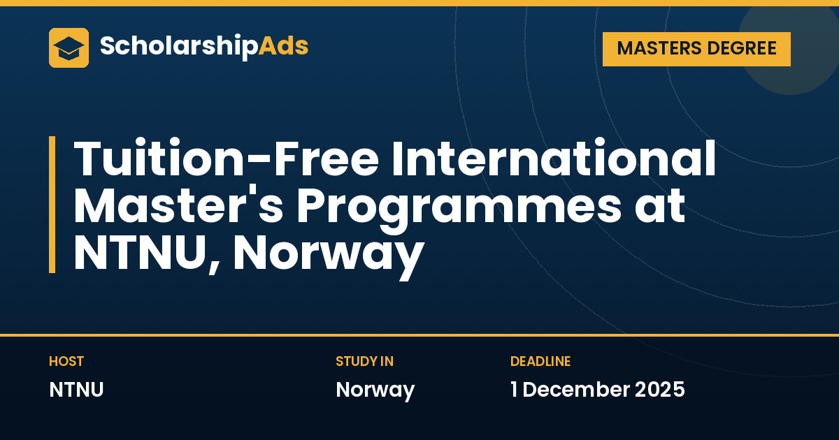 Tuition-Free International Master's Programmes at NTNU, Norway