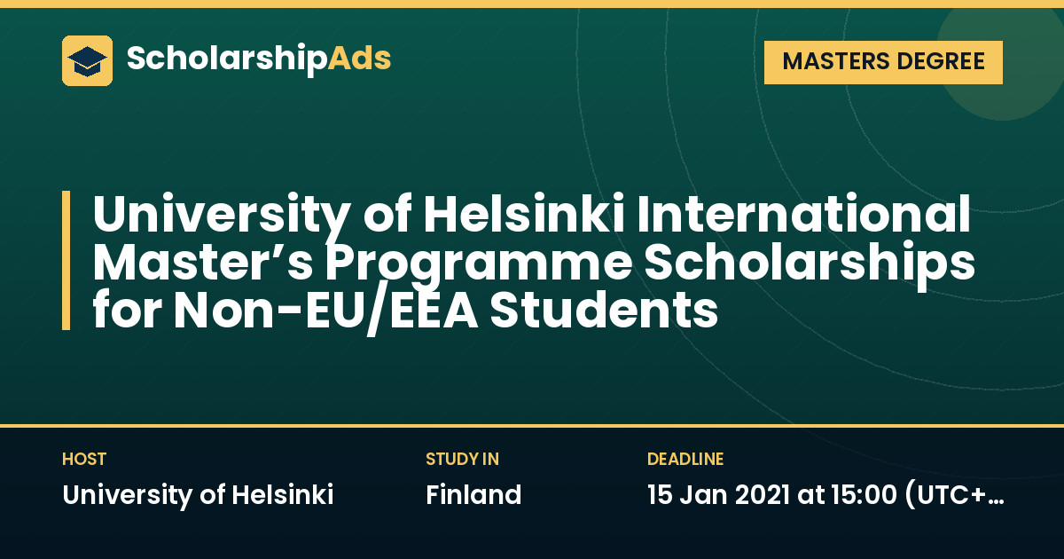 University of Helsinki International Master’s Programme Scholarships for Non-EU/EEA Students