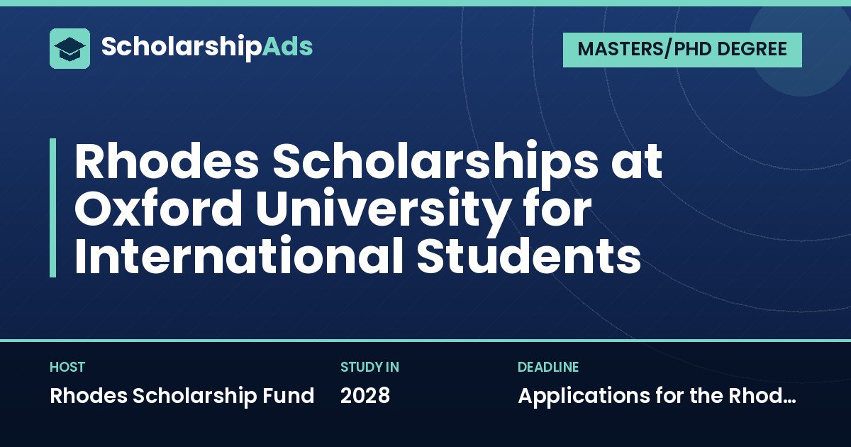 Rhodes Scholarships at Oxford University for International Students