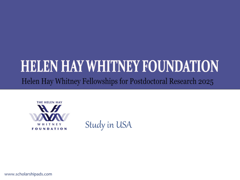 Helen Hay Whitney Fellowships for Postdoctoral Research 2025